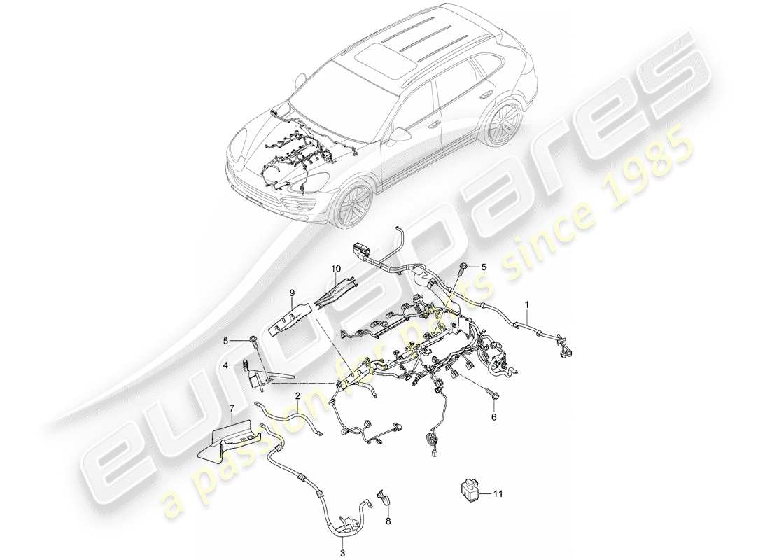 porsche 2013 (cayenne e2 92a) kabelbäume ersatzteildiagramm