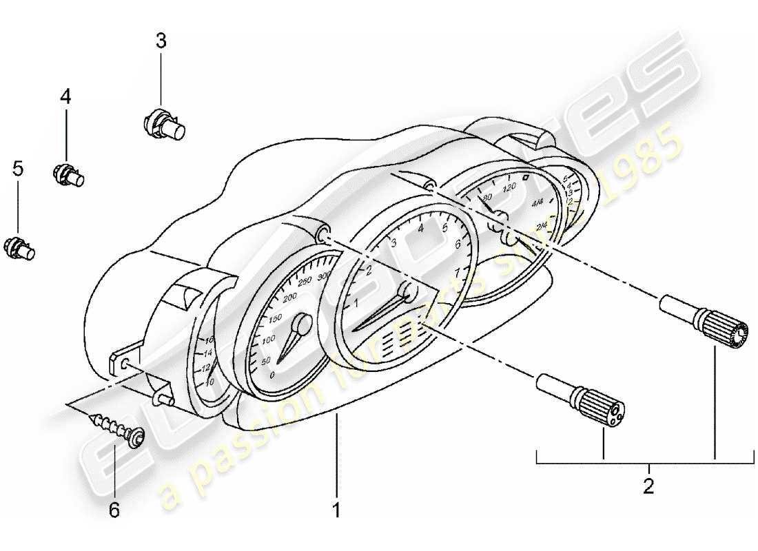 porsche 2000 (996) instrumentenkomplett - komplett - d - mj 2001>> ersatzteildiagramm