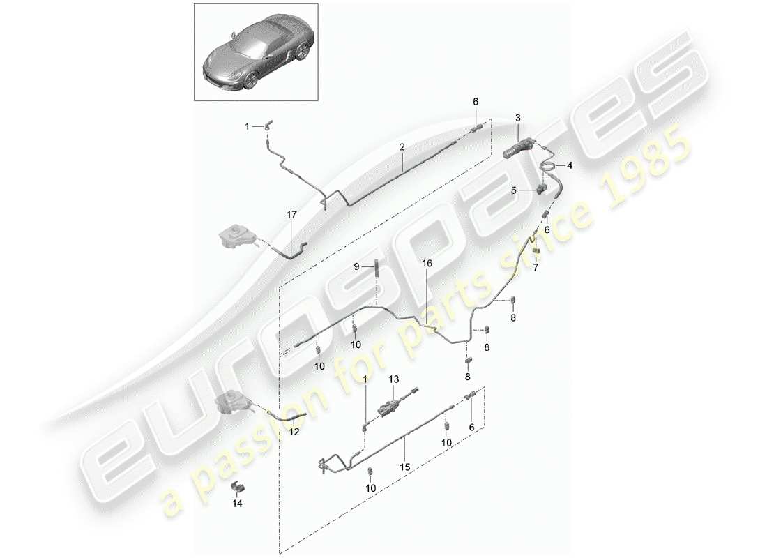 porsche 2015 (981 boxster) kupplungsbetätigung teilediagramm