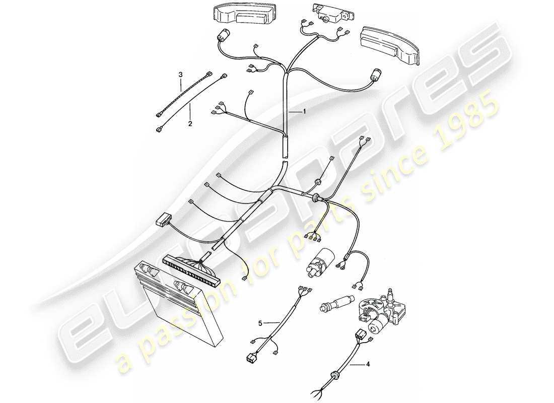 porsche 1983 (944) kabelbäume - hinteres ende ersatzteildiagramm