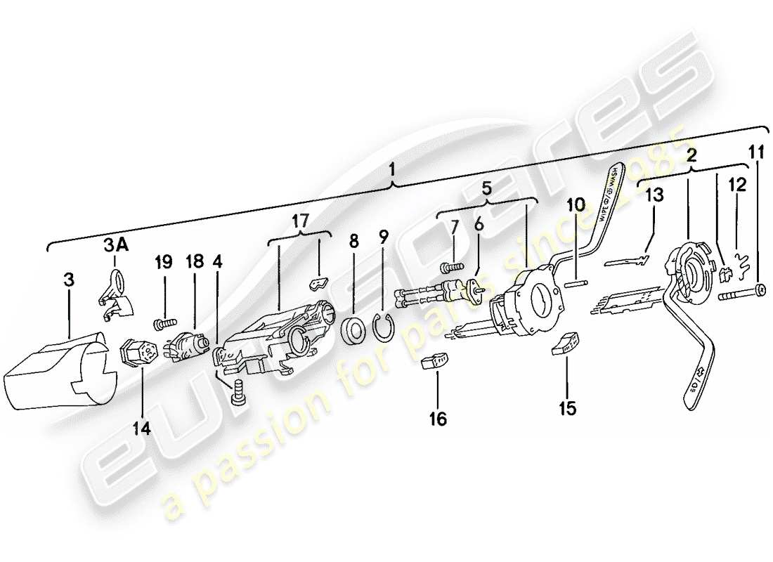 porsche 1977 (924) lenkstockschalter ersatzteildiagramm