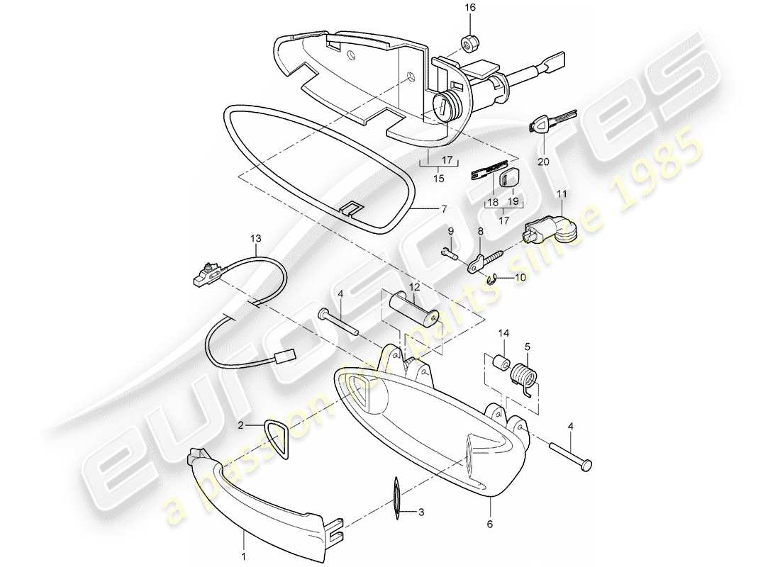 porsche 2007 (987 boxster) türgriff ersatzteildiagramm