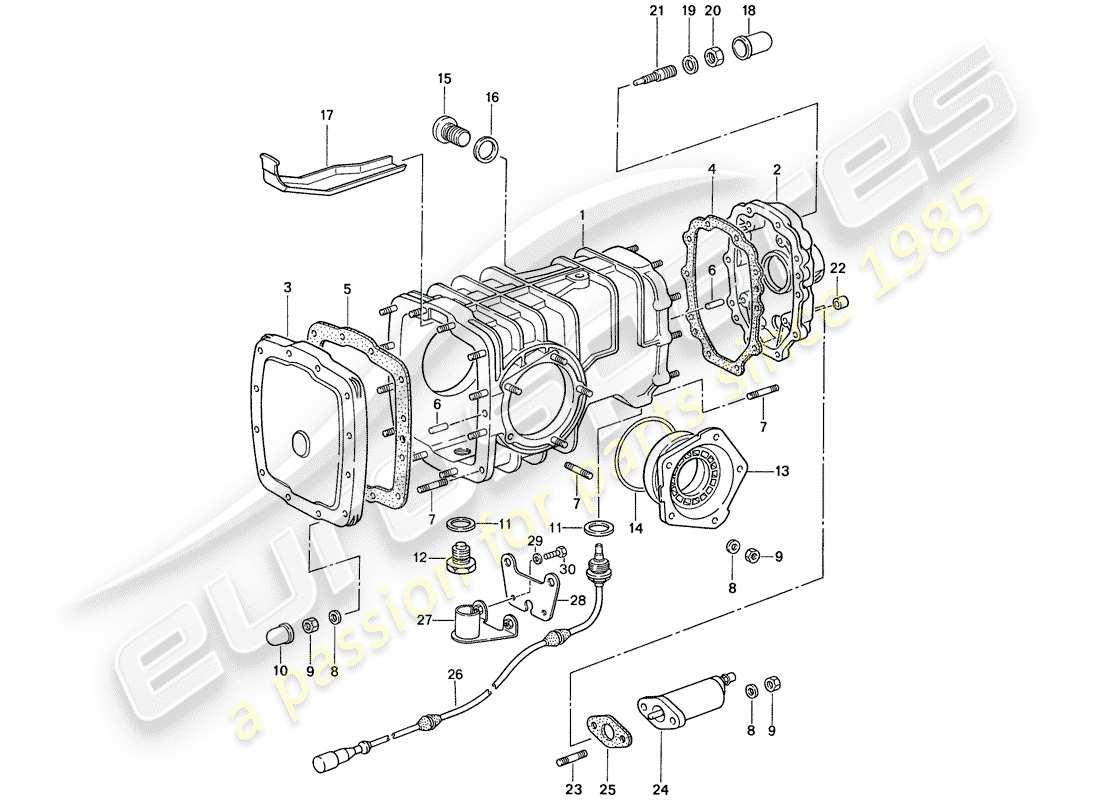 porsche 1987 (959) vorderachsdifferential ersatzteildiagramm