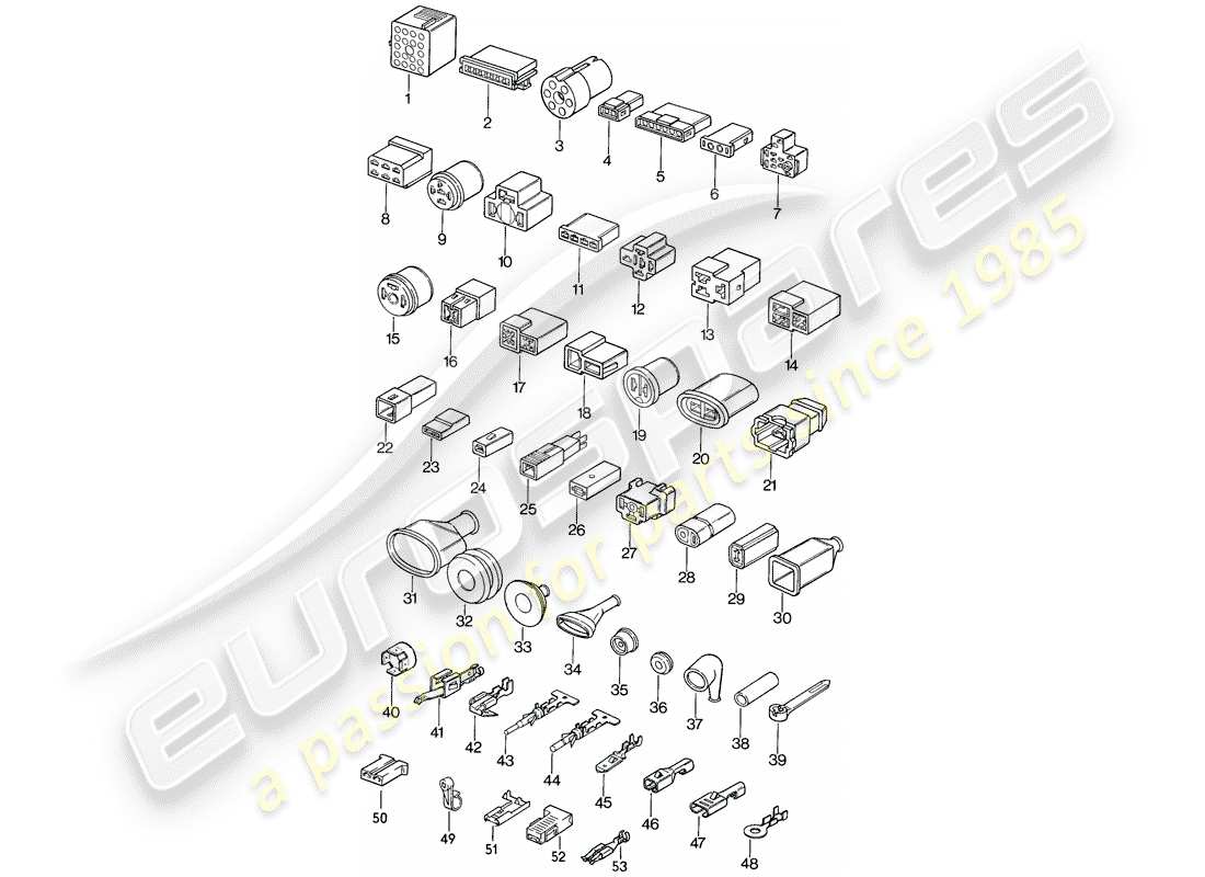 porsche 1984 (944) steckverbinder - ersatzteildiagramm