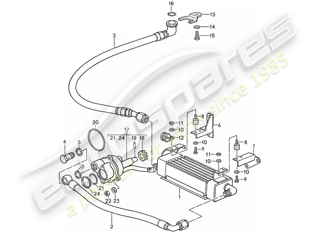 porsche 1988 (959) getriebeölkühler - ölpumpe ersatzteildiagramm