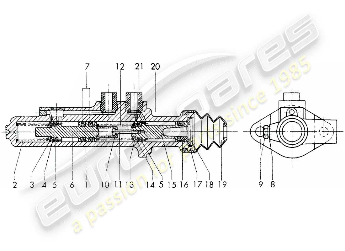 porsche 1970 (911) hauptbremszylinder - $ 19,05 - ohne: - warnfunktion - einzelteile ersatzteildiagramm