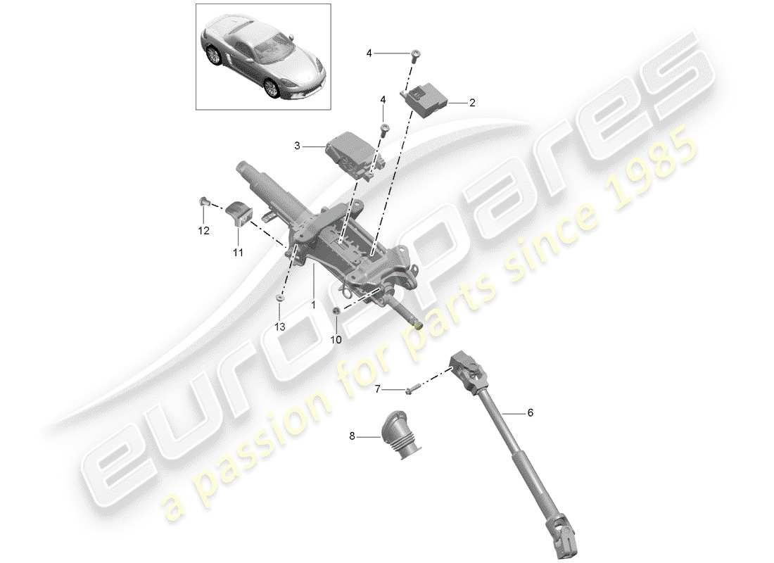 porsche 2017 (718 boxster) lenksäule ersatzteildiagramm