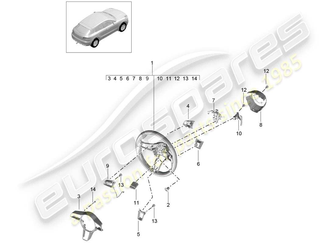 porsche 2014 (macan) lenkrad teilediagramm