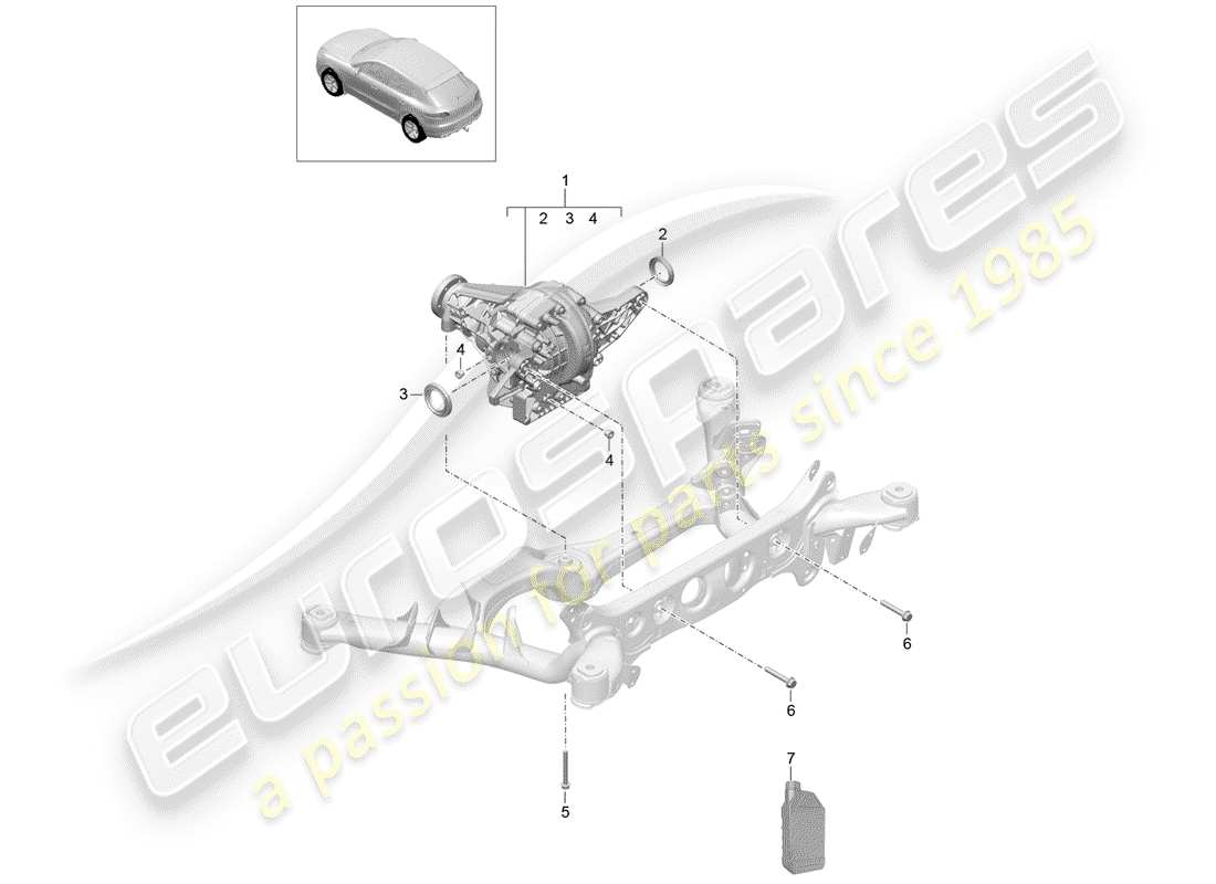 porsche 2014 (macan) hinterachsdifferential teilediagramm
