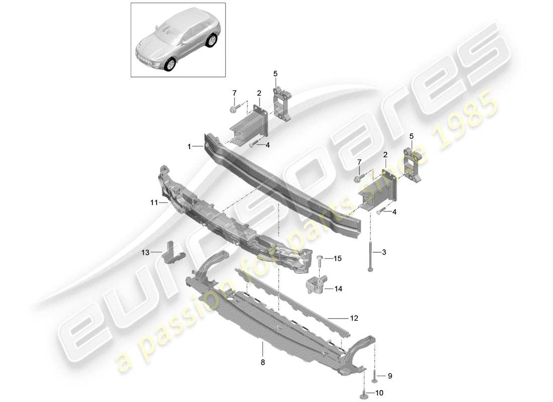porsche 2017 (macan) stoßstangenhalterung - ersatzteildiagramm