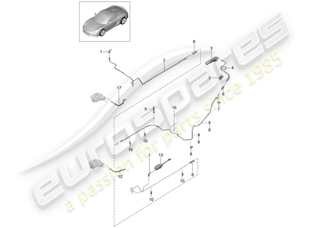 porsche 2016 (981 boxster spyder) hydraulische kupplung ersatzteildiagramm