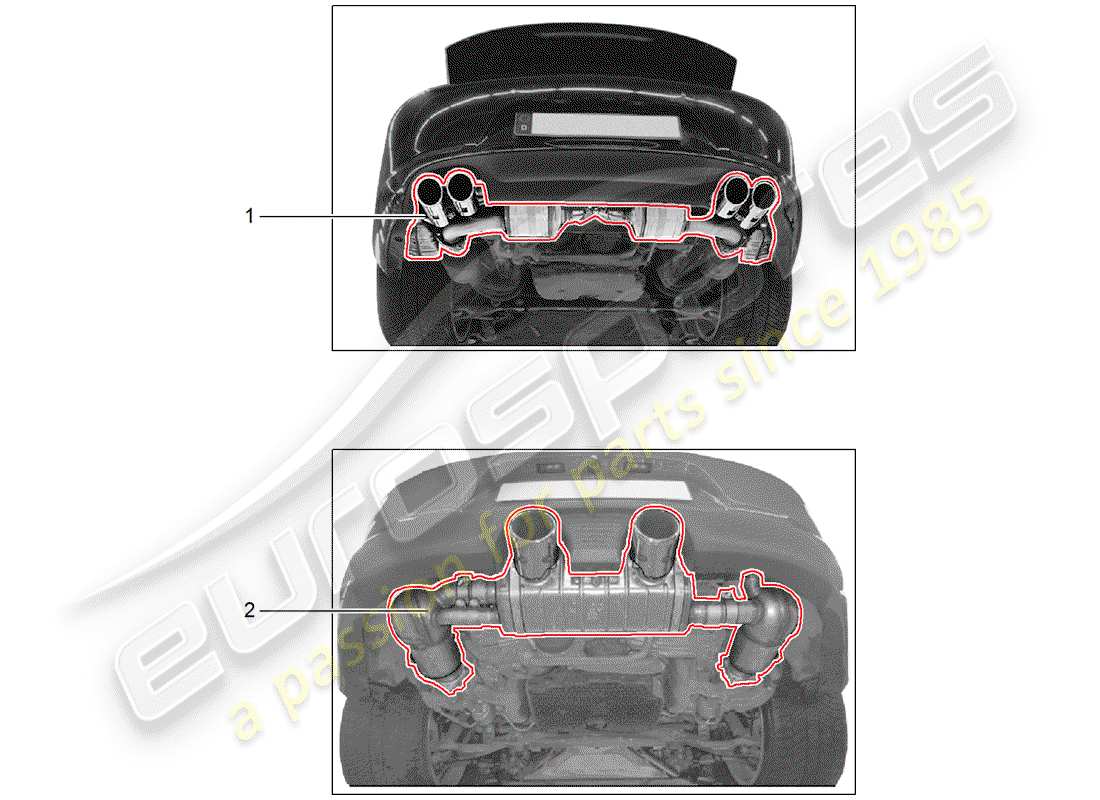 porsche 2016 (tequipment 98x/99x) auspuffanlage teilediagramm