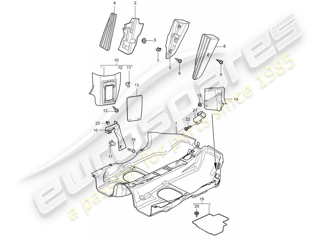 porsche 2007 (987 boxster) innenausstattung teilediagramm