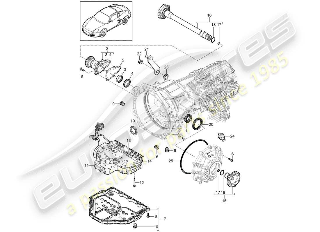 porsche 2009 (987 cayman) - pdk - teilediagramm