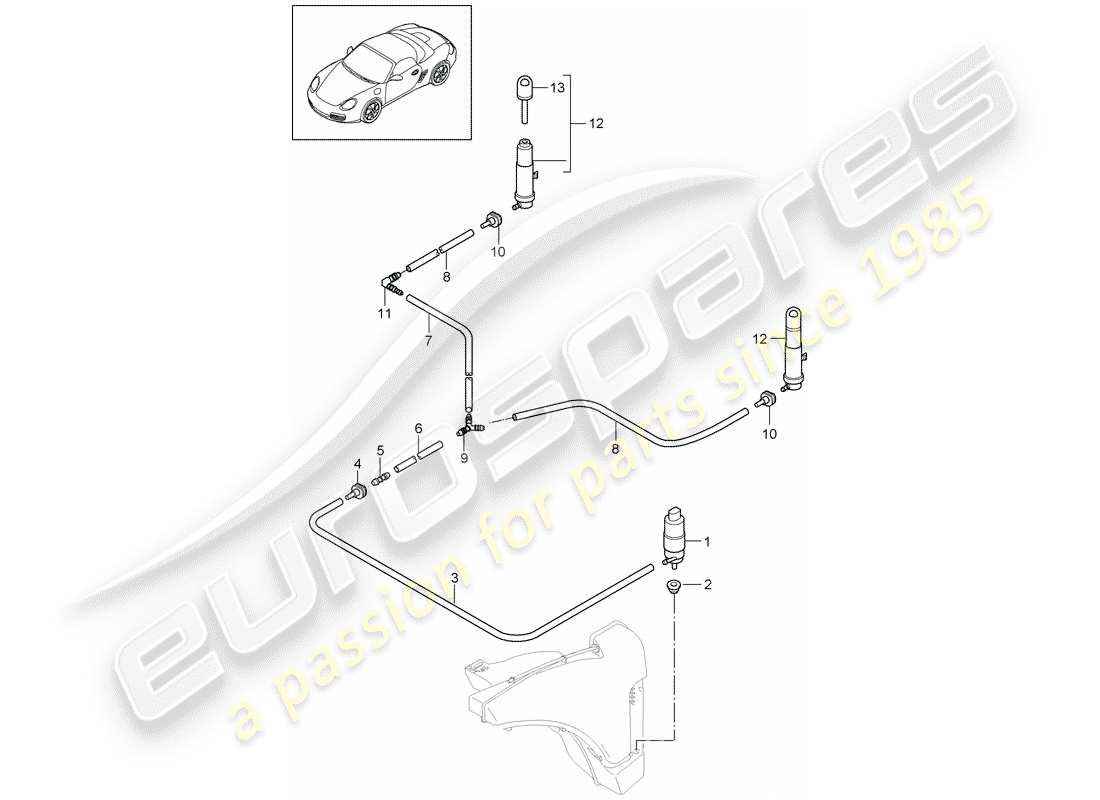 porsche 2011 (987 boxster) scheibe teilediagramm