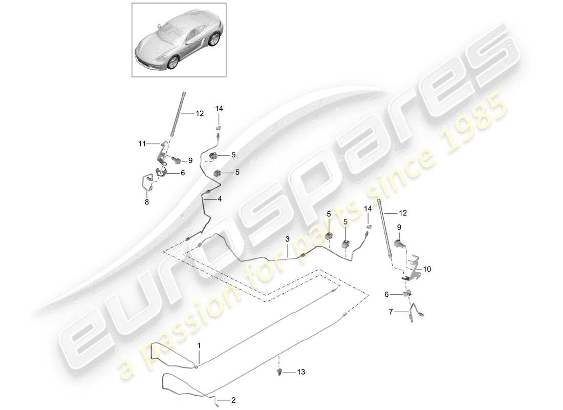 porsche 2018 (718 cayman) bremsleitung ersatzteildiagramm