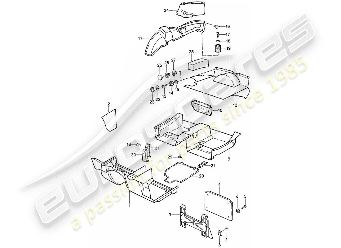 porsche 1986 (944) trims-teilediagramm