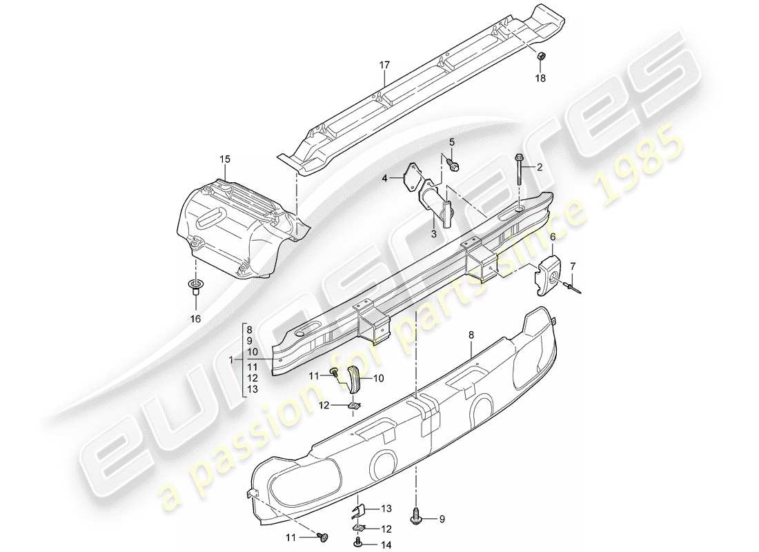 porsche 2009 997-2 turbo / gt2 stoßstange ersatzteildiagramm