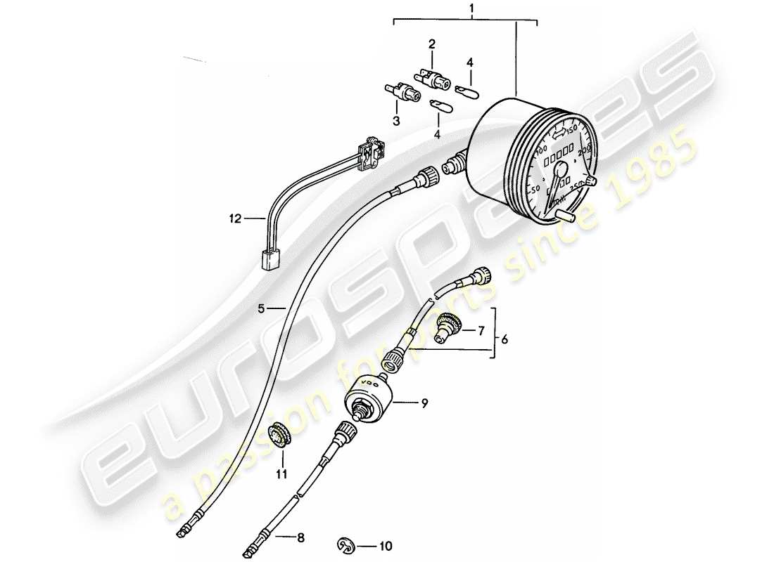 porsche 1986 (924s) tachometer-teilediagramm
