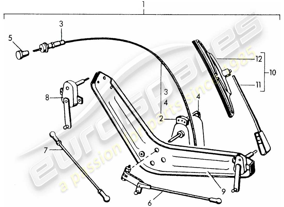 porsche 1950 (356/356a) scheibenwischersystem - ersatzteildiagramm