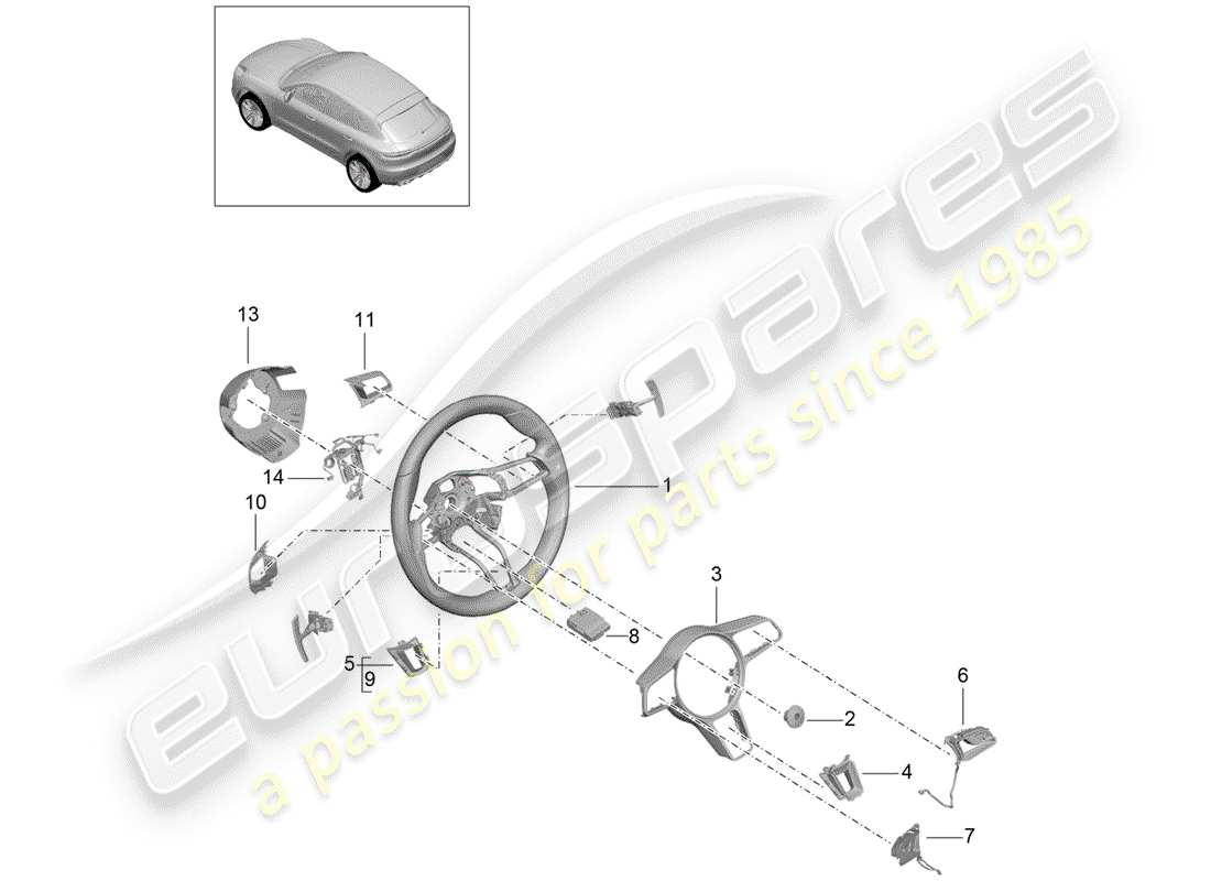 porsche 2019 (macan) lenkrad teilediagramm