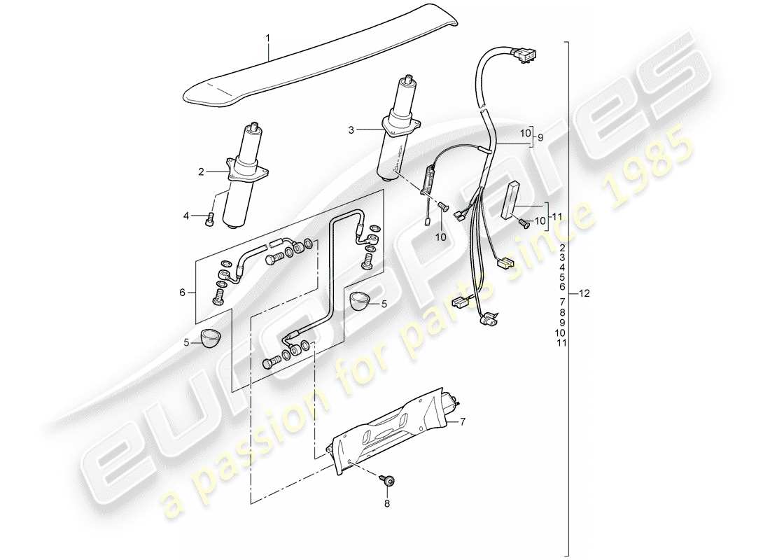 porsche 2009 997-2 turbo / gt2 heckspoiler teilediagramm