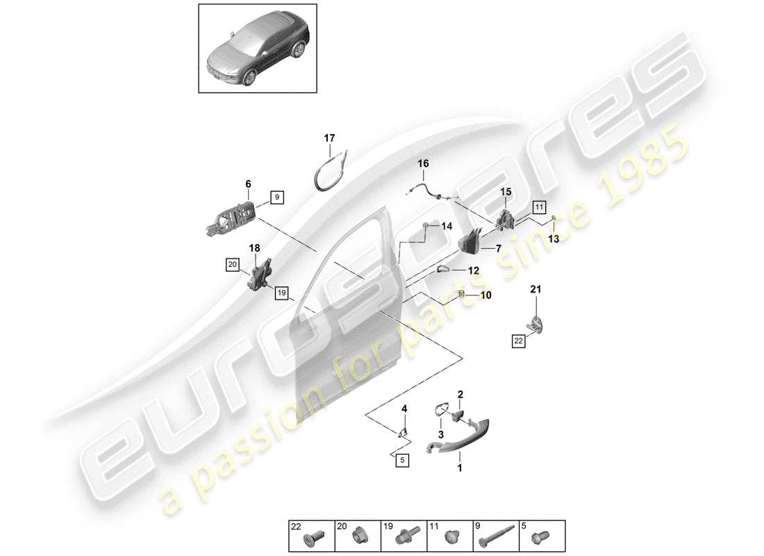 porsche 2020 (cayenne e3 9ya/9yb) türgriff, aussen teilediagramm