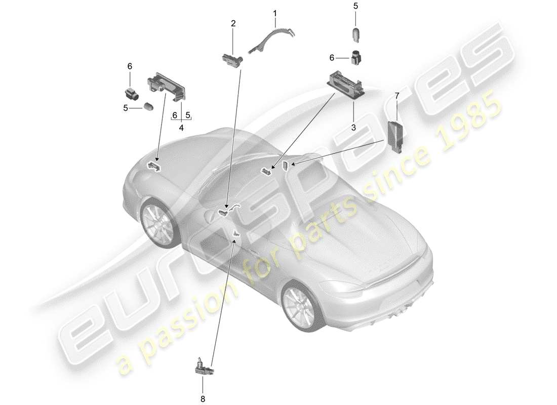 porsche 2016 (981 boxster spyder) innenleuchten ersatzteildiagramm