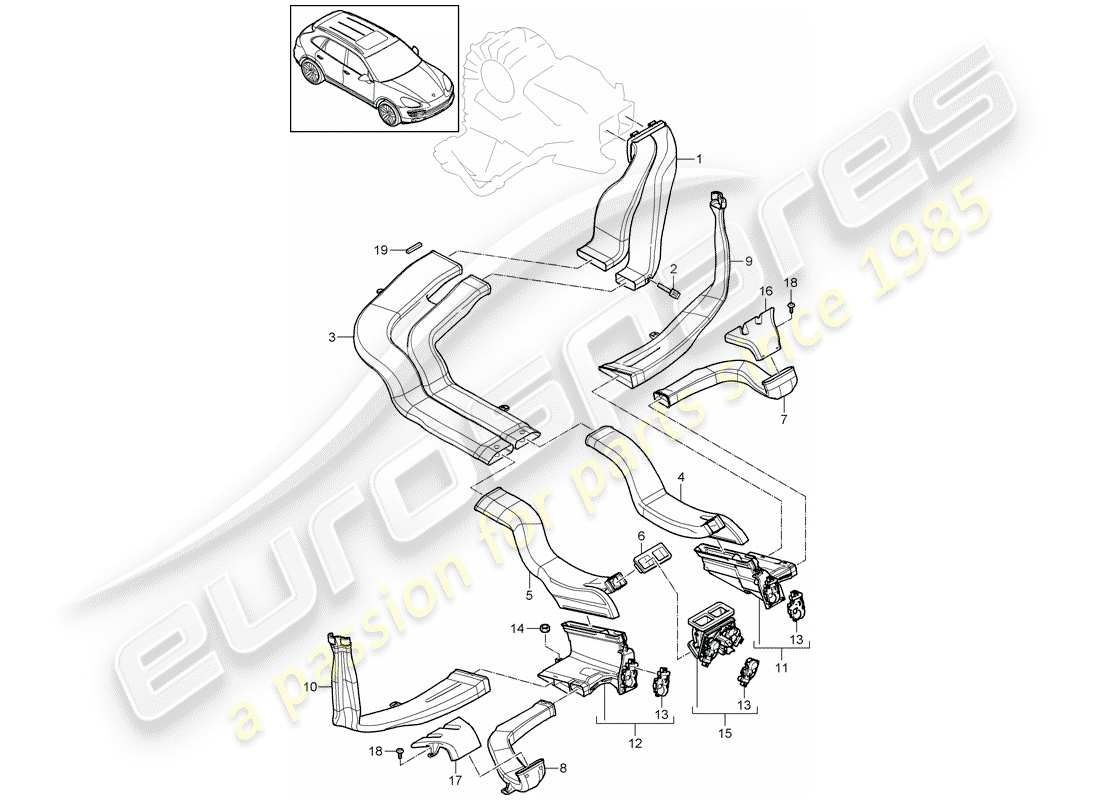 porsche 2014 (cayenne e2 92a) luftverteiler ersatzteildiagramm