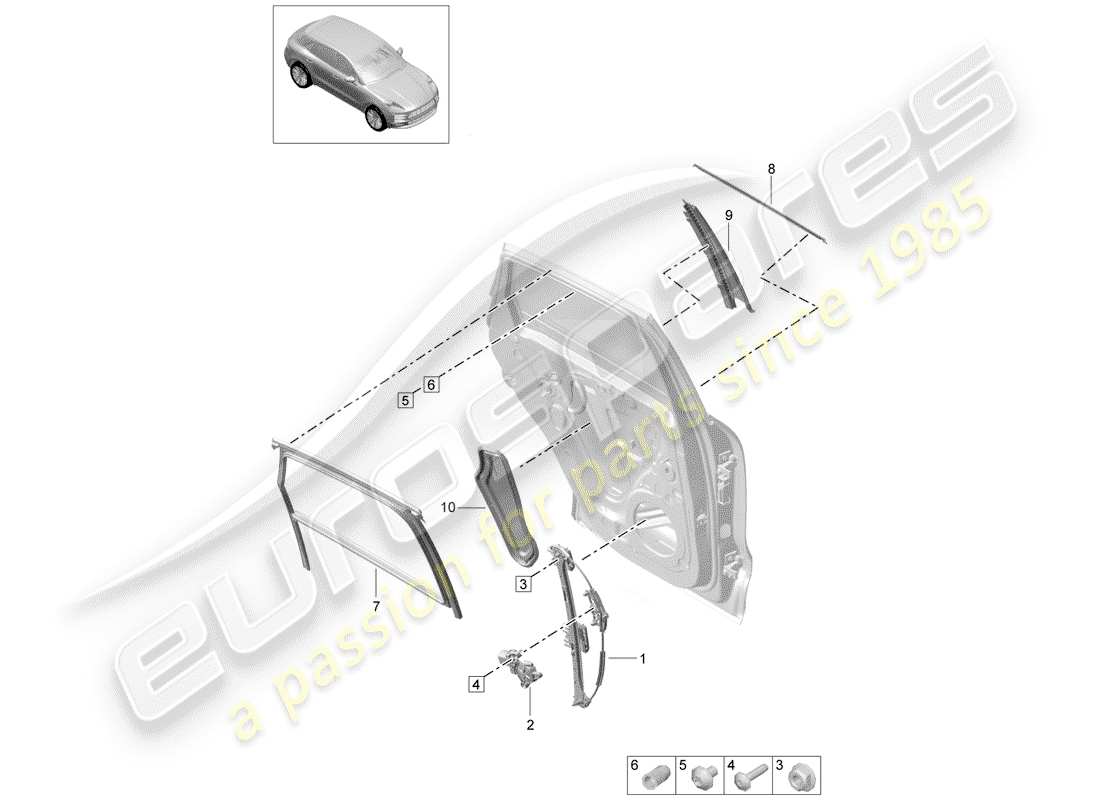 porsche 2019 (macan) fensterheber teilediagramm
