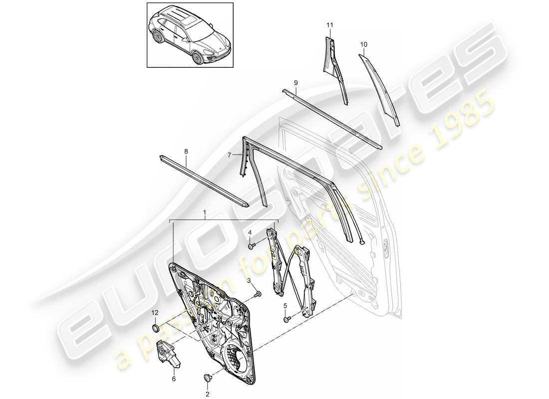 porsche 2016 (cayenne e2 92a) fensterheber teilediagramm