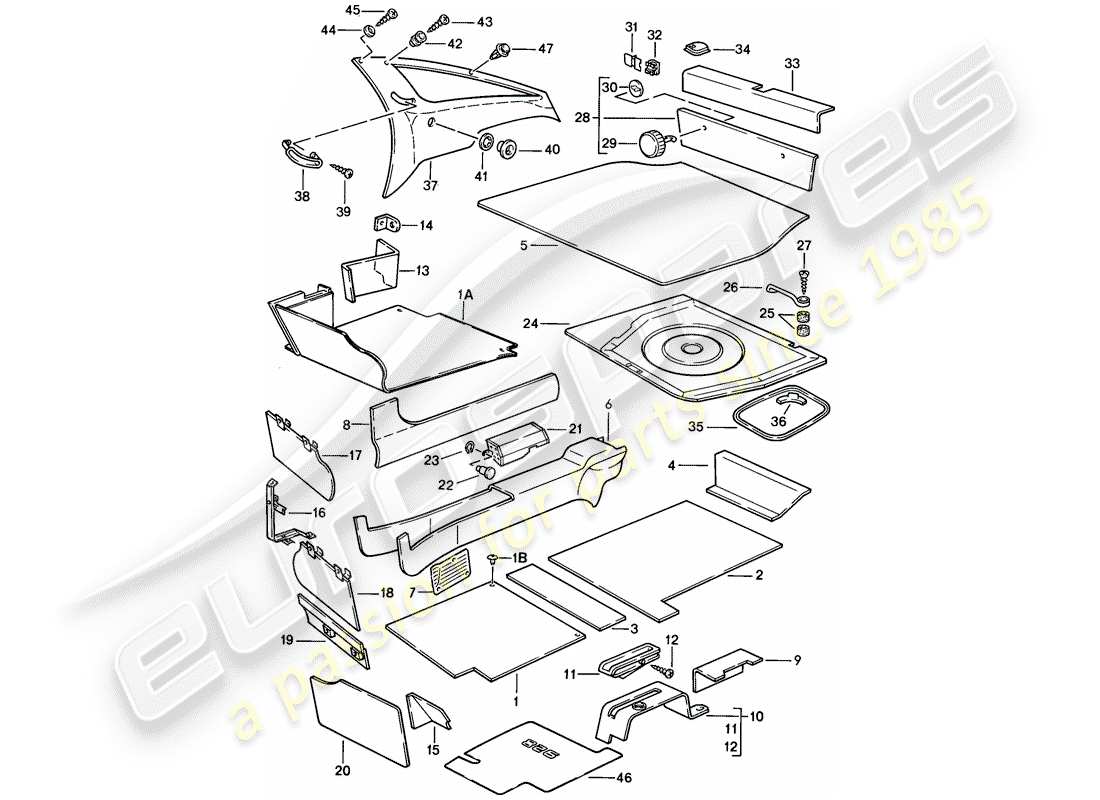 porsche 1984 (928) trims-teilediagramm
