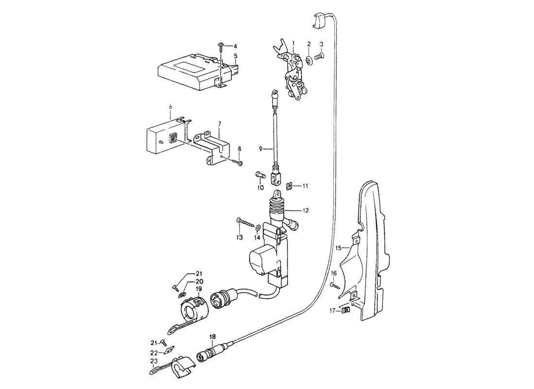 porsche 1994 (964) zentralverriegelungssystem ersatzteildiagramm