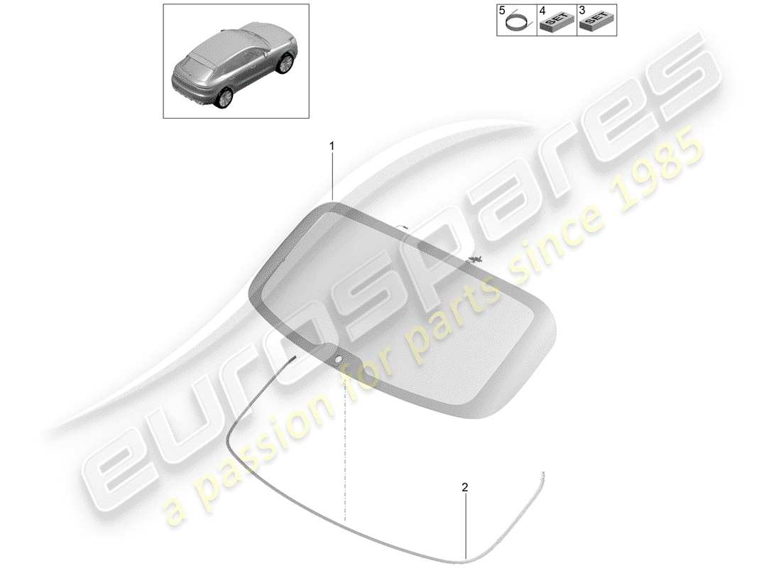 porsche 2019 (macan) heckscheibenglas teilediagramm