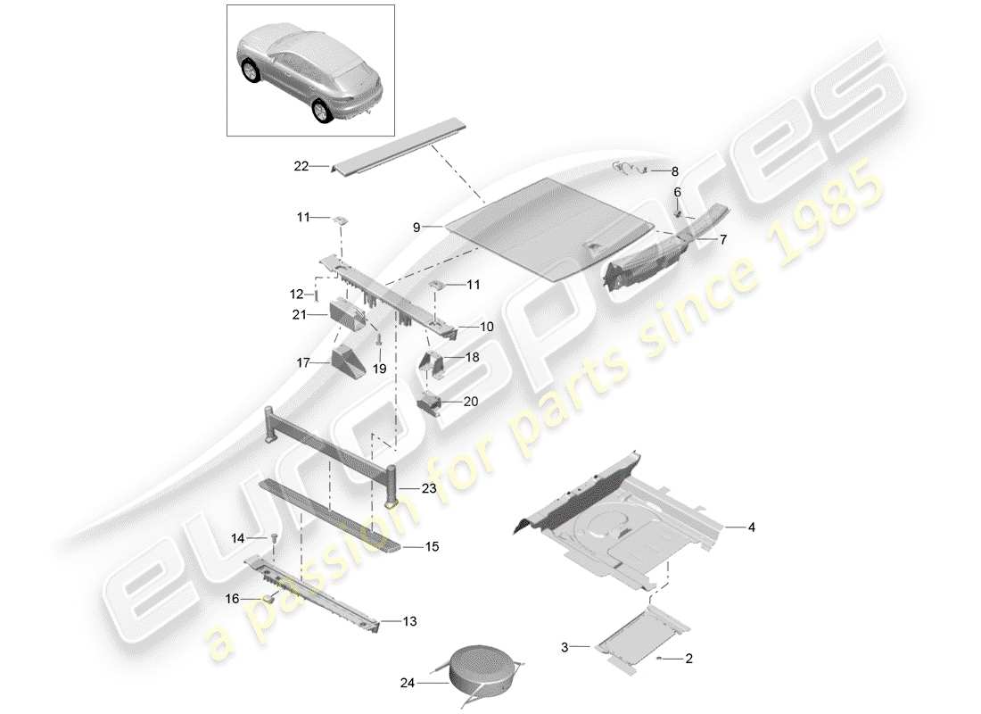 porsche 2016 (macan) lining ersatzteildiagramm