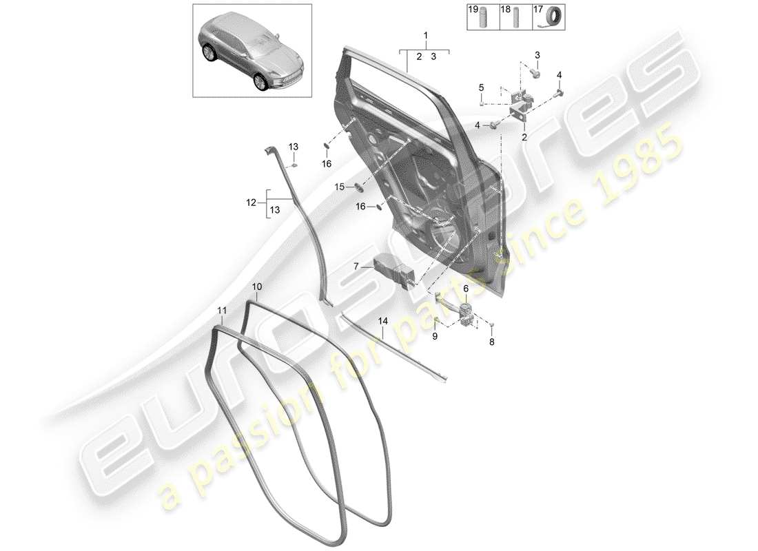porsche 2019 (macan) türschale teilediagramm
