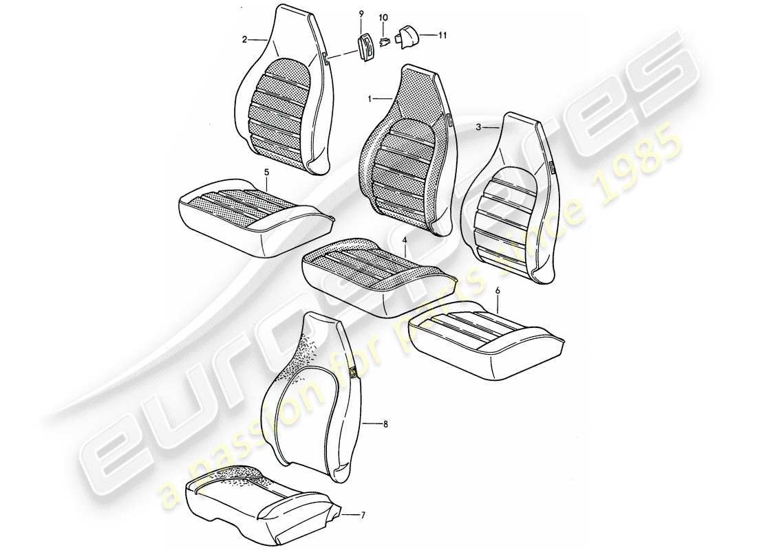 porsche 1992 (968) cloth-ersatzteildiagramm