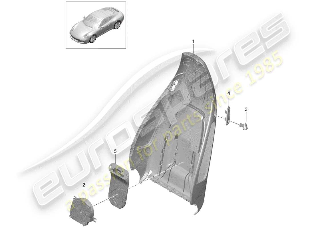 porsche 2020 (991-2) rückenlehnenschale ersatzteildiagramm
