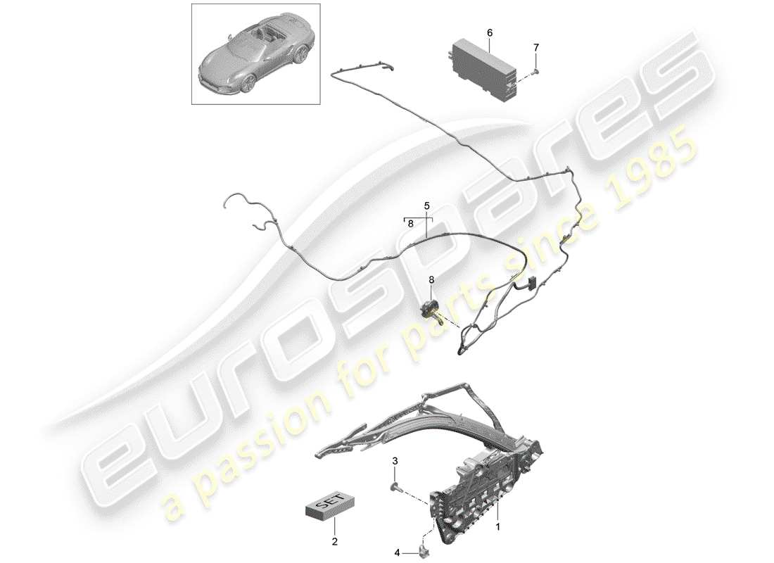 porsche 2017 (991-2 turbo) top frame ersatzteildiagramm