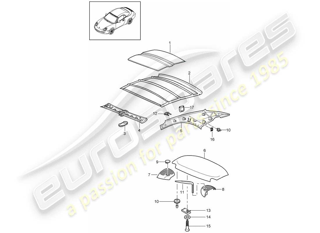 porsche 2010 (997-2) hardtop-ersatzteildiagramm