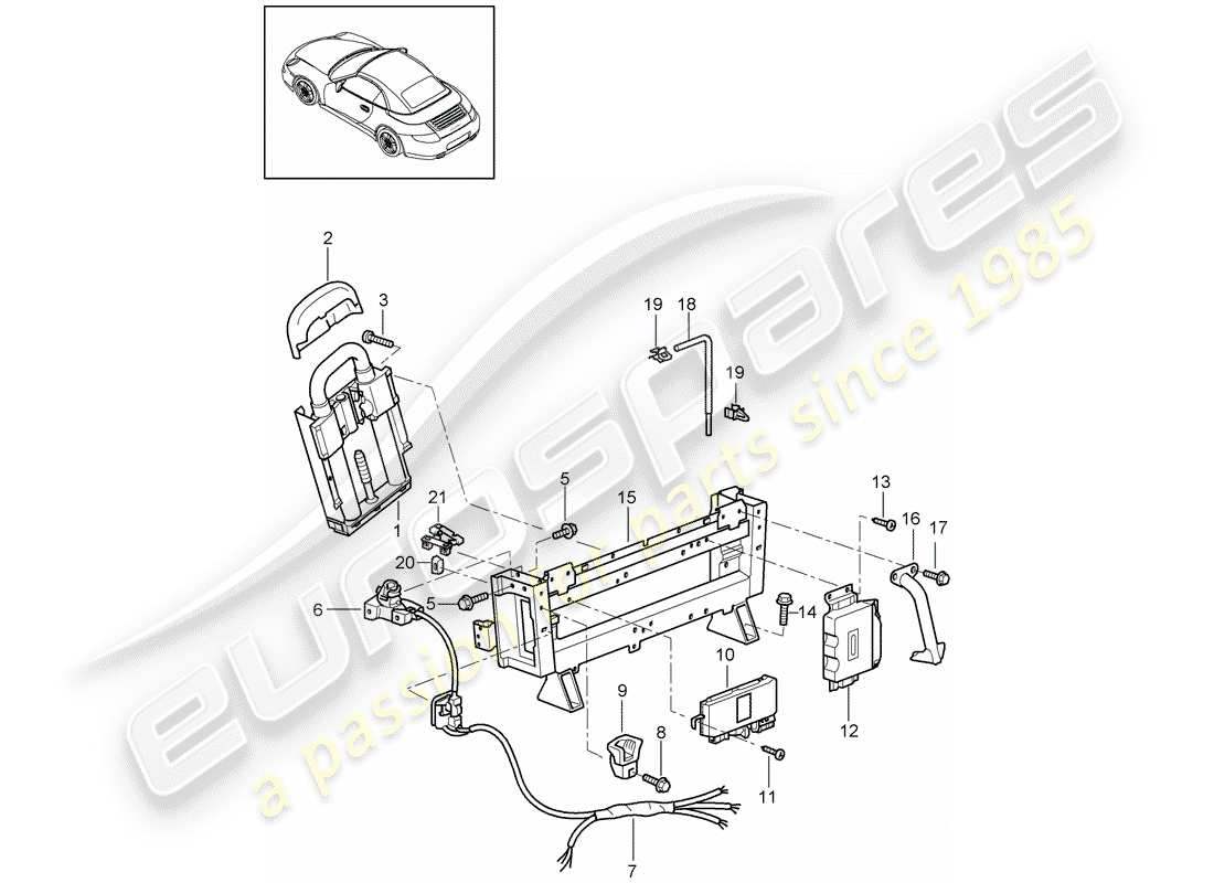 porsche 2012 (997-2) roll bar-ersatzteildiagramm