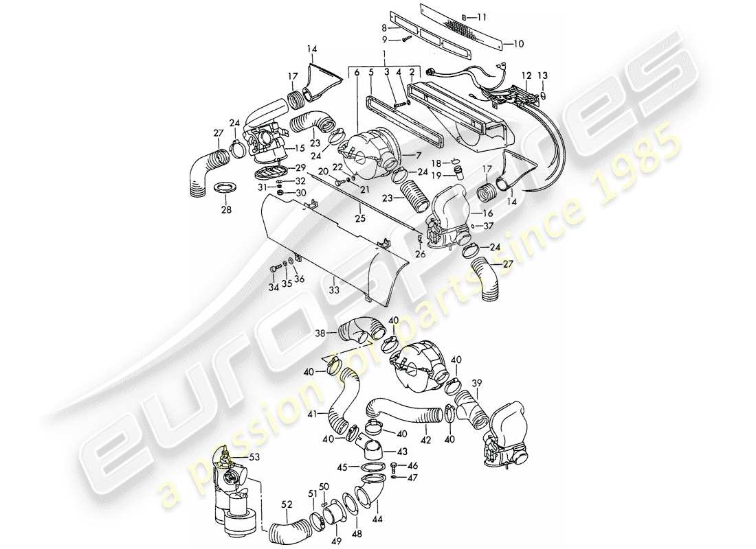 porsche 1966 (911/912) belüftung - heizung - d - mj 1969>> ersatzteildiagramm
