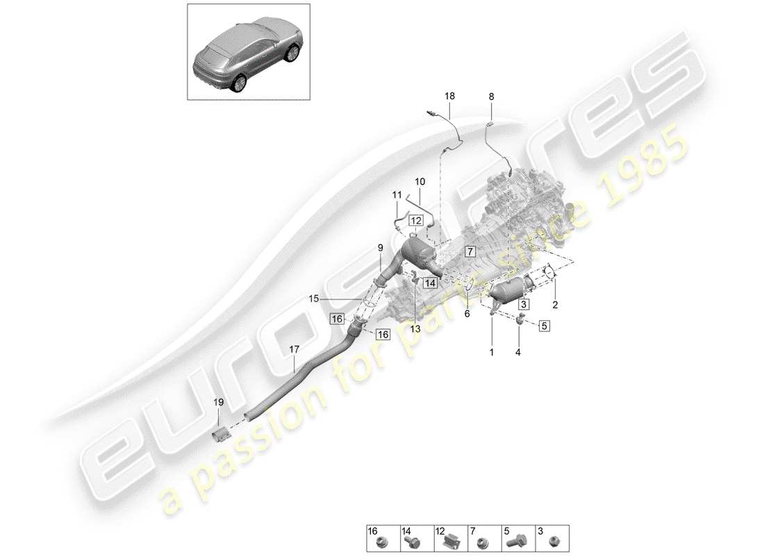 porsche 2020 (macan) catalyst-teilediagramm