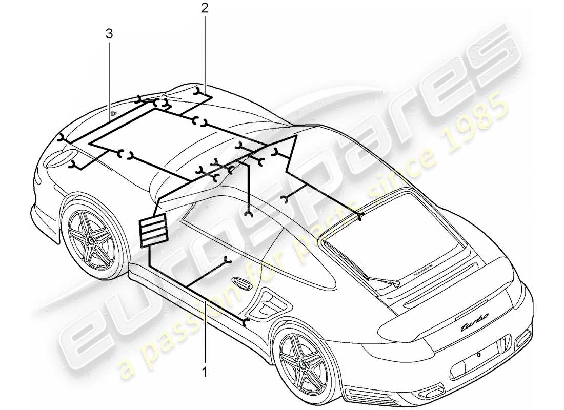 porsche 2007 (997-1 turbo / gt2) kabelbäume ersatzteildiagramm