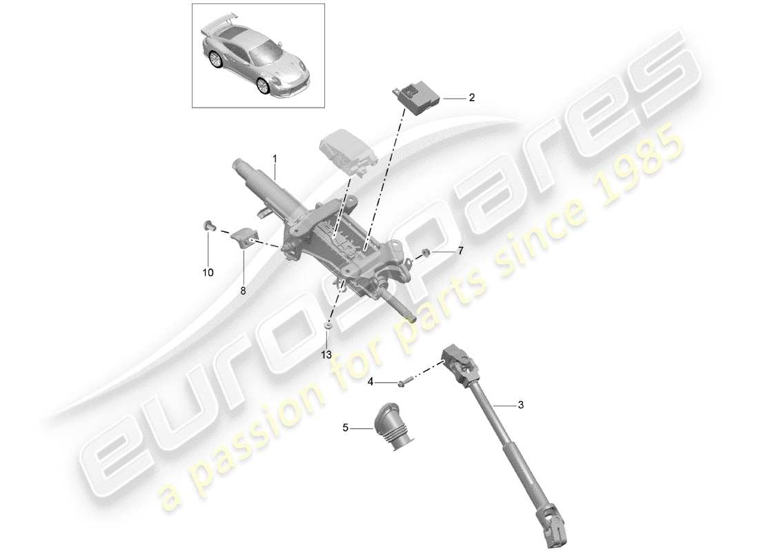porsche 2020 (991-2 turbo) lenksäule ersatzteildiagramm
