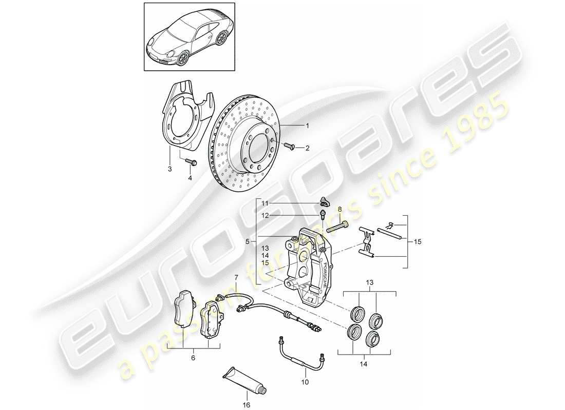 porsche 2009 (997-2) scheibenbremsen ersatzteildiagramm