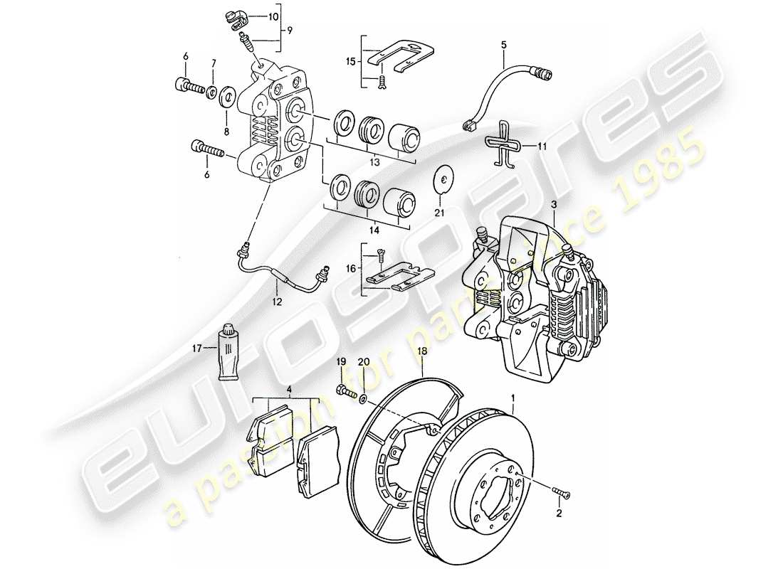 porsche 1986 (944) scheibenbremsen - hinterachse ersatzteildiagramm