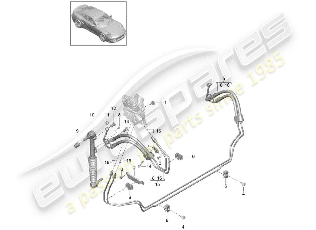 porsche 2017 (991-2 turbo) hydraulikleitung ersatzteildiagramm
