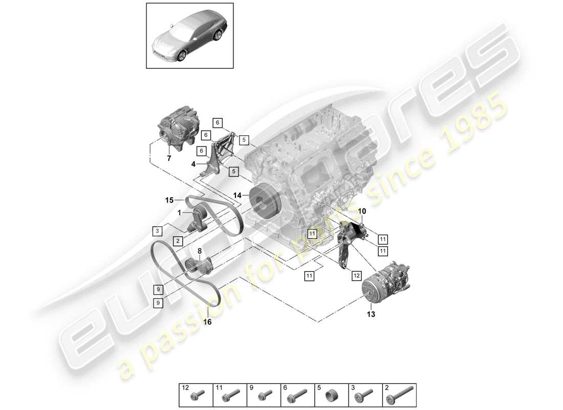 porsche 2017 (panamera 971-1) keilrippenriemen ersatzteildiagramm