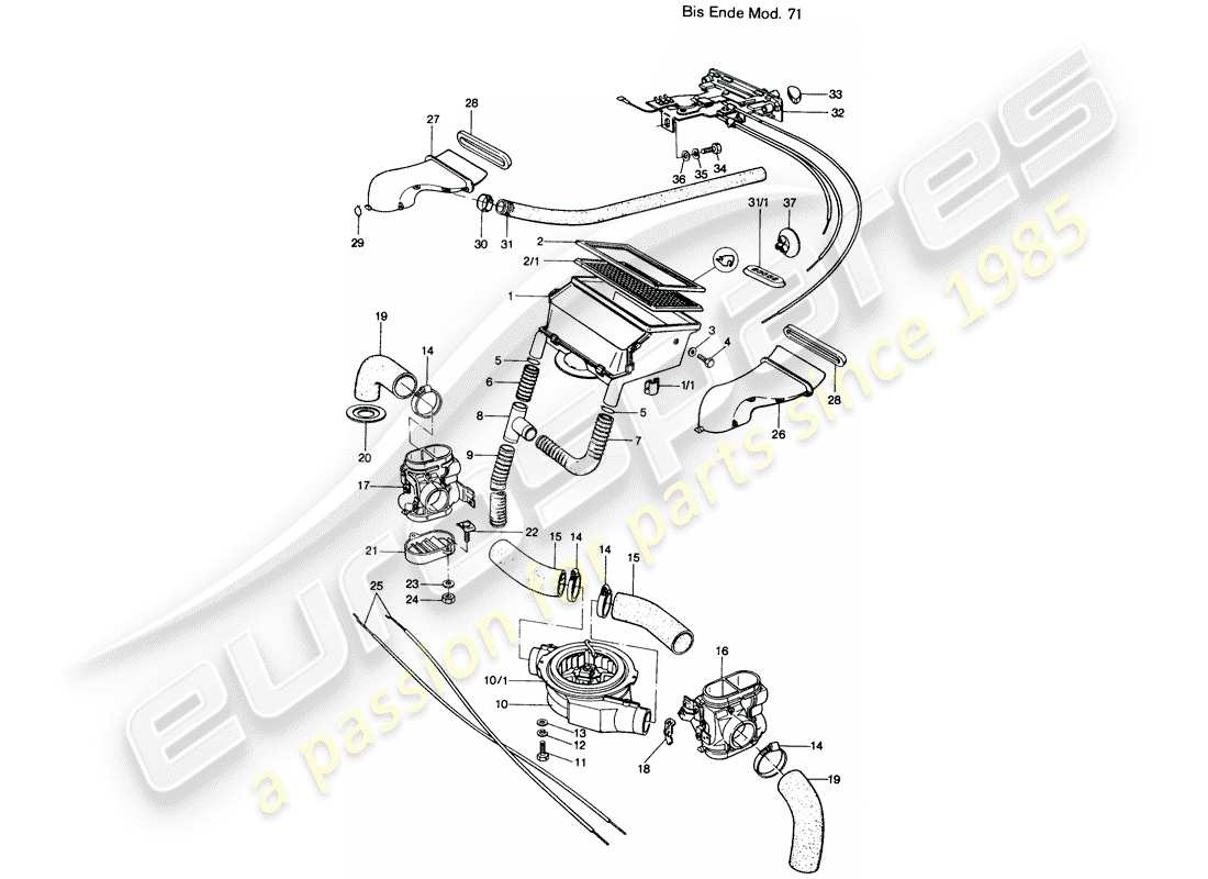 porsche 1976 (914) belüftung - heizung ersatzteildiagramm